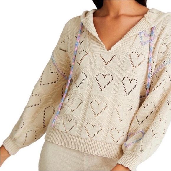 luminary lifestyle Sweaters - Luminary Lifestyle | Hooded Knit Rainbow Meara Heart Sweater